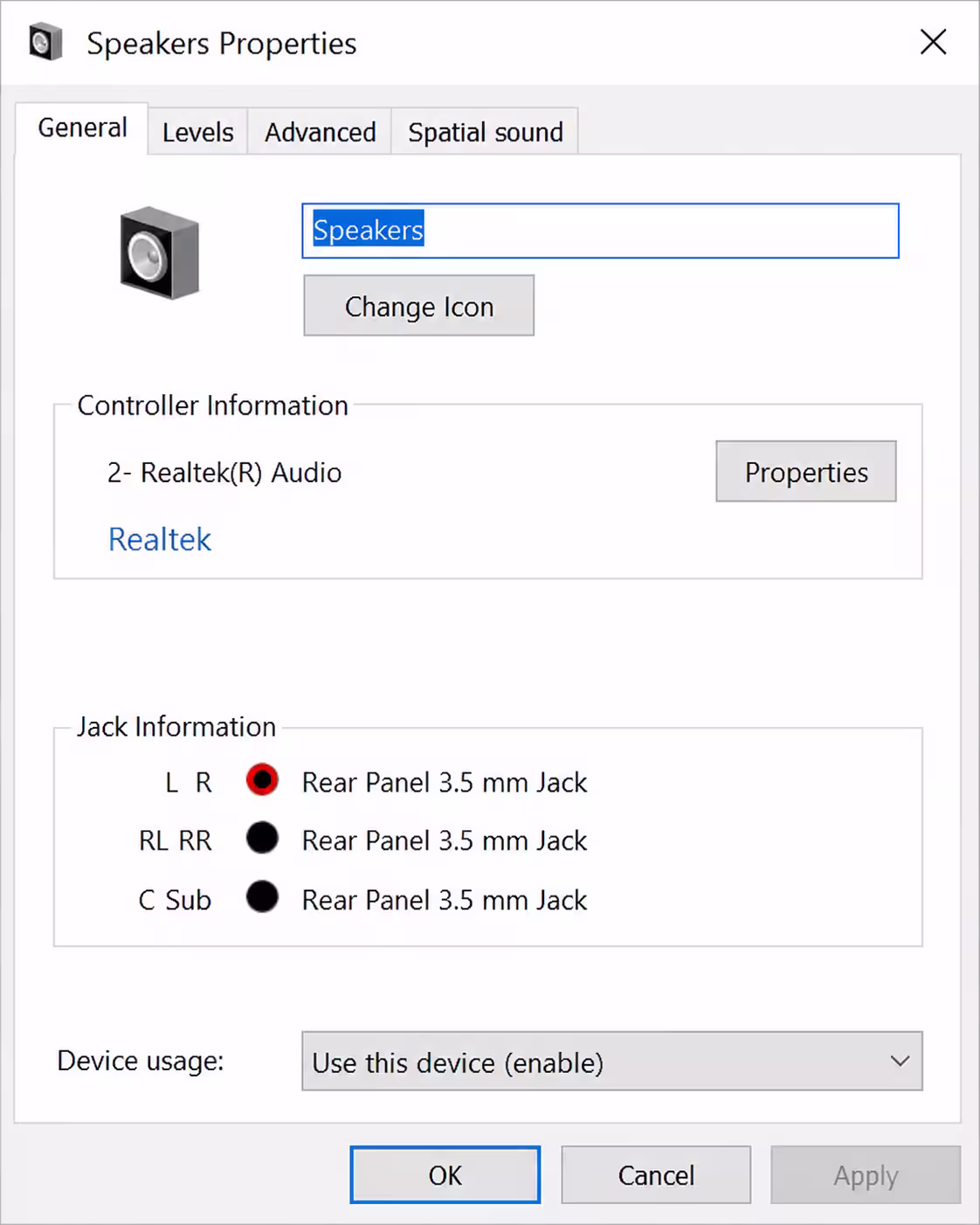 Configuración audio estéreo Windows